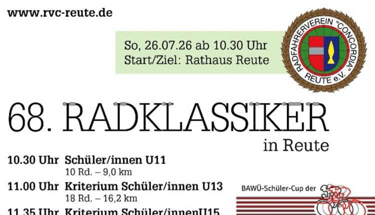 68. Radklassiker am 26.07.2026 in Reute