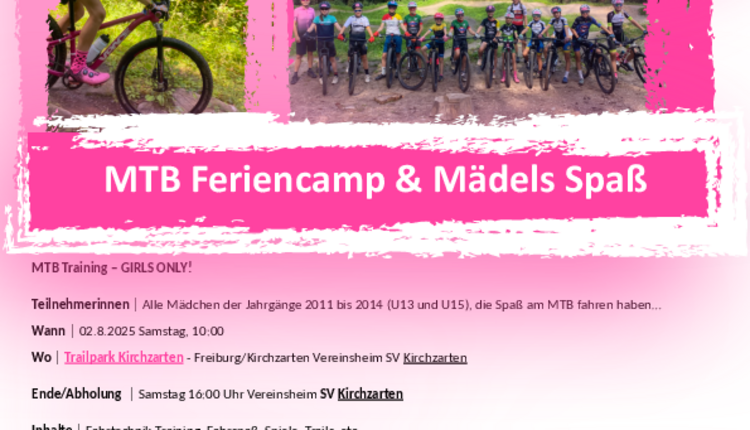 MTB Feriencamp und Mädels Spaß