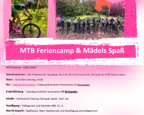 MTB Feriencamp und Mädels Spaß